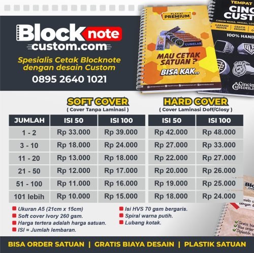 harga cetak blocknote custom